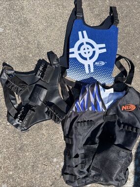 Nerf Black & Blue Vests Pack for kids. Lot of 3